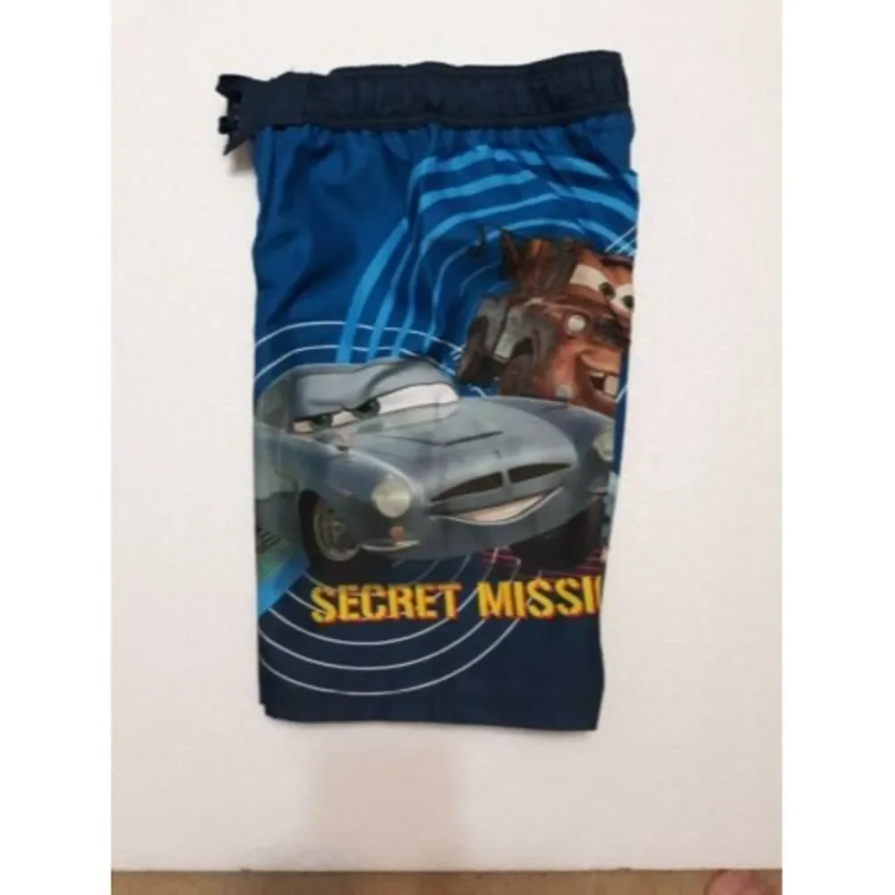 Disney Pixar CARS SwimTrunks Finn McMissile Boys Sz 8 MATER Board Shorts